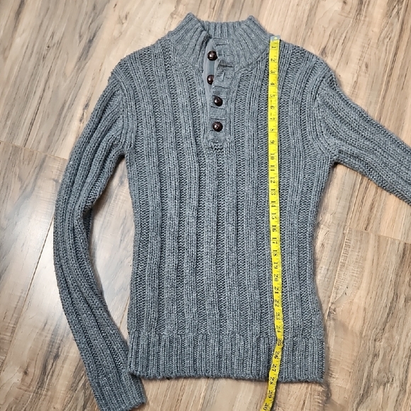 Fossil Gray Wool Angora Blend Pullover Men's Sweater - Picture 7 of 10